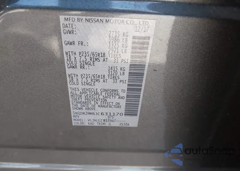 2018 Nissan Pathfinder Sv from USA, damaged, VIN 5N1DR2MM6JC631170